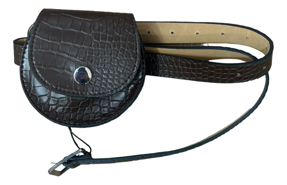 Pochete Cinto Feminino Couro Original Doleira Marrom Luxo Marrom Camadas - Image 2