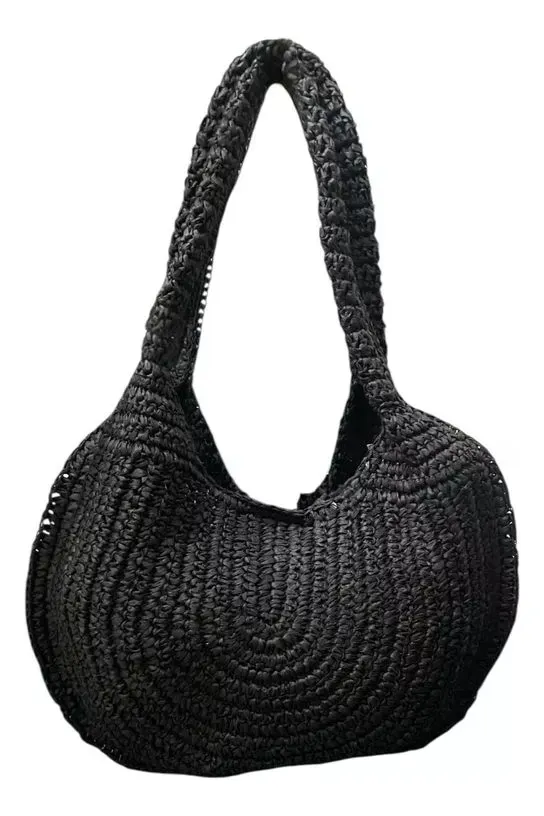 Bolsa Feminina Colcci Hobo Grande De Ombro Palha Preta - Imagem 6