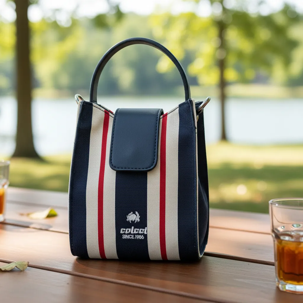 Bolsa Tote Colcci Feminina Listrada Azul Com Alça Curta - Imagem 3