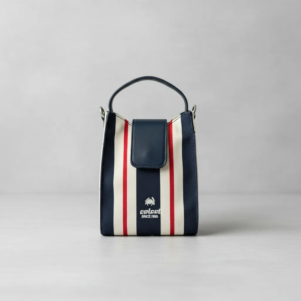 Bolsa Tote Colcci Feminina Listrada Azul Com Alça Curta - Imagem 7