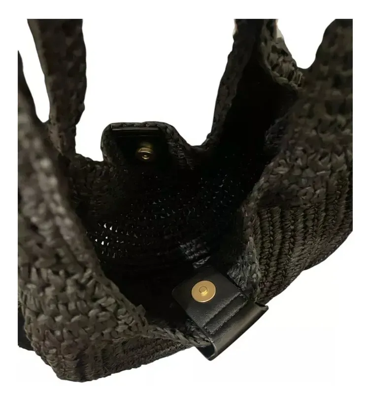 Bolsa Feminina Colcci Hobo Grande De Ombro Palha Preta - Imagem 4
