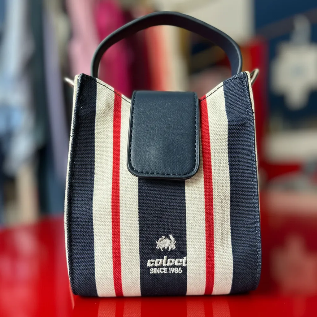 Bolsa Tote Colcci Feminina Listrada Azul Com Alça Curta - Imagem 5