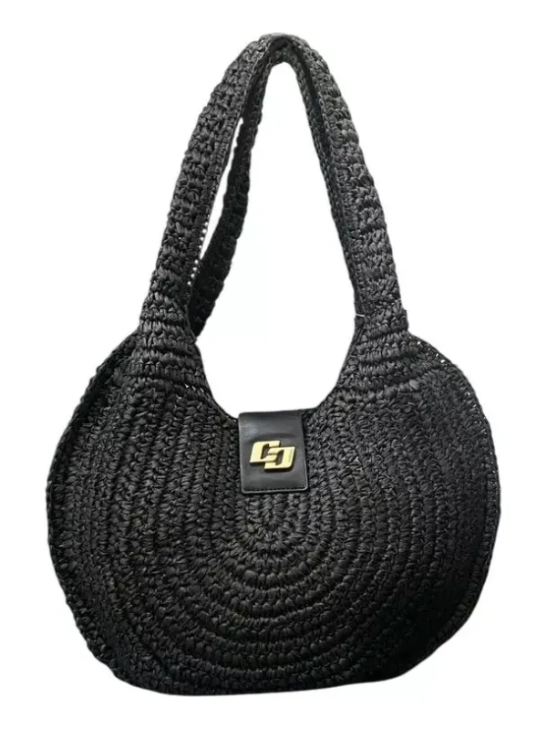 Bolsa Feminina Colcci Hobo Grande De Ombro Palha Preta - Imagem 2